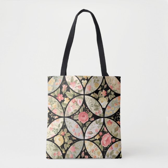 seamless patchwork floral pattern tote bag (Front)