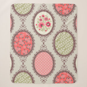 Seamless Patchwork floral vintage pattern. Vintage Sherpa Blanket