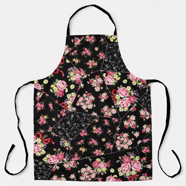 Seamless patchwork of pretty floral design apron (Front)