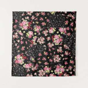 Seamless patchwork of pretty floral design tapestry