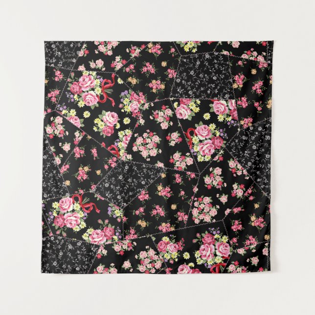 Seamless patchwork of pretty floral design tapestry (Front)