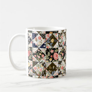 seamless patchwork pattern with flowers coffee mug