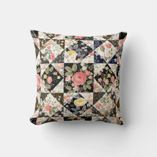 seamless patchwork pattern with flowers cushion