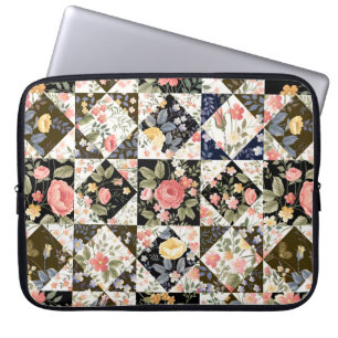 seamless patchwork pattern with flowers laptop sleeve