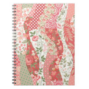 seamless patchwork pattern with roses notebook