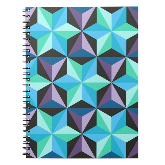 Seamless patchwork pattern with stars. Abstract ge Notebook (Front)