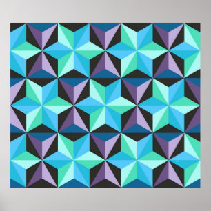 Seamless patchwork pattern with stars. Abstract ge Poster
