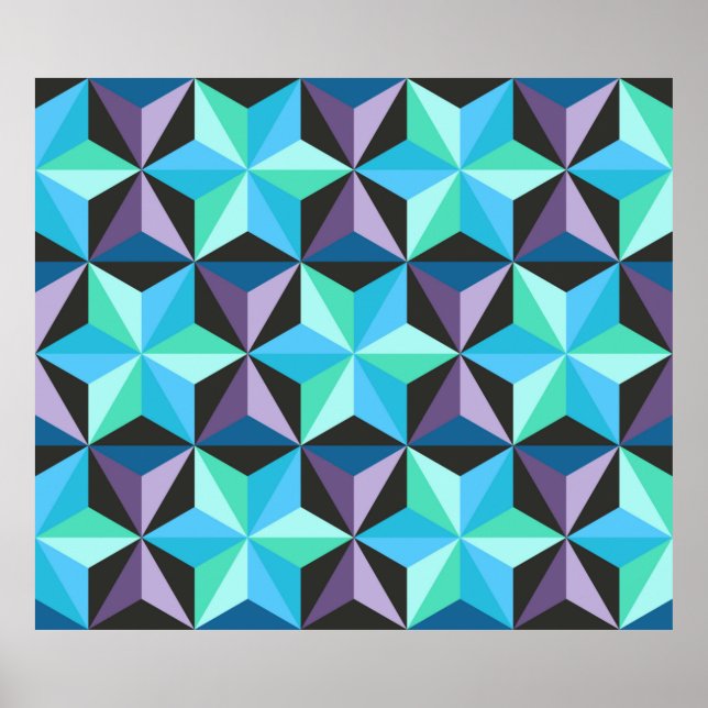 Seamless patchwork pattern with stars. Abstract ge Poster (Front)