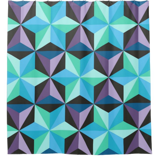 Seamless patchwork pattern with stars. Abstract ge Shower Curtain (Front)