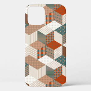 Seamless patchwork pattern with stars. vintage bac iPhone 12 case