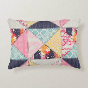 Seamless Patchwork style pattern. Decorative Cushion