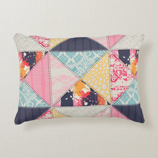 Seamless Patchwork style pattern.  Decorative Cushion (Front)