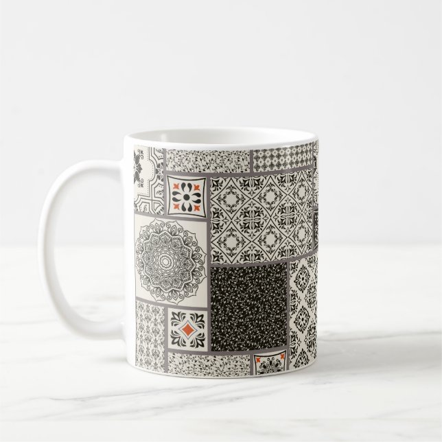 Seamless patchwork tile with Islam, Arabic, Indian Coffee Mug (Left)