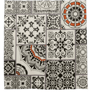 Seamless patchwork tile with Islam, Arabic, Indian Shower Curtain
