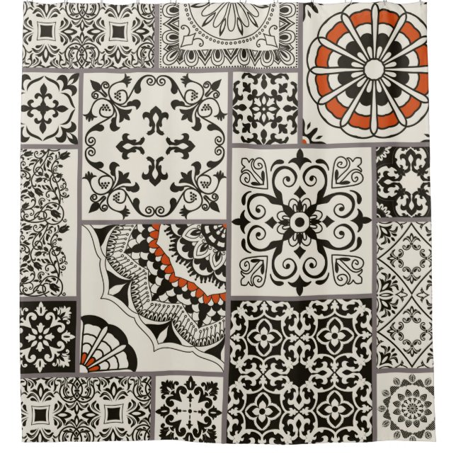 Seamless patchwork tile with Islam, Arabic, Indian Shower Curtain (Front)