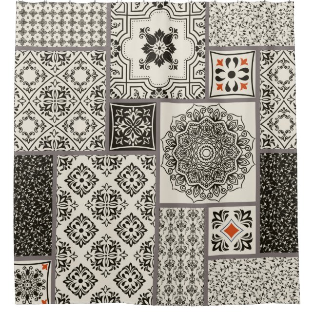 Seamless patchwork tile with Islam, Arabic, Indian Shower Curtain (Front)