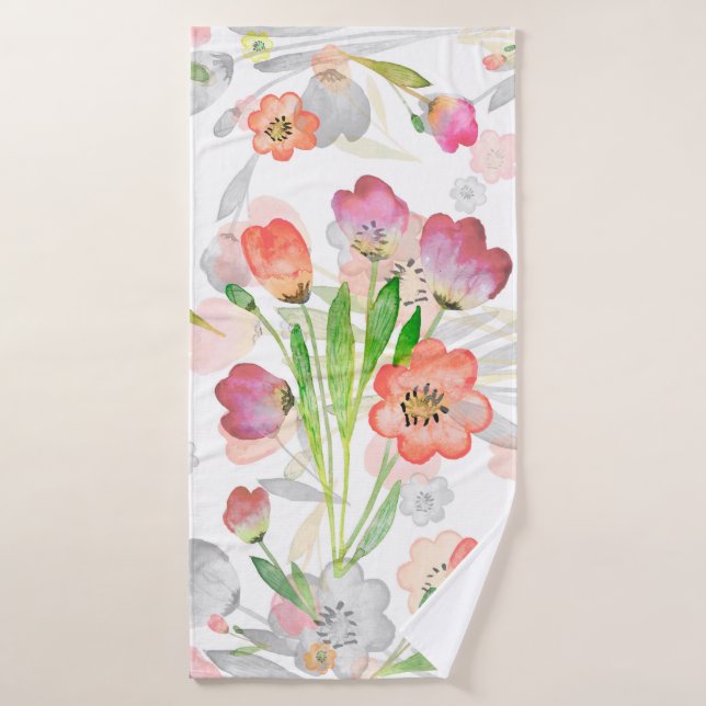 seamless pattern abstracts floral composition tuli bath towel (Bath Towel)