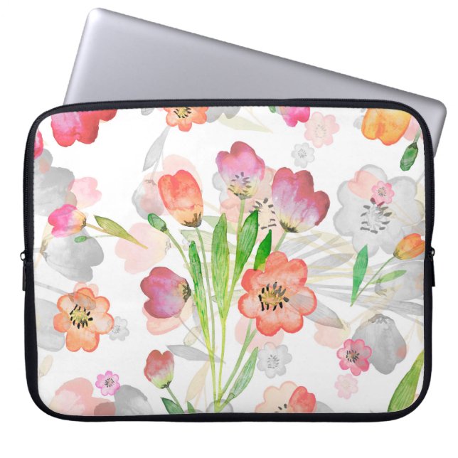 seamless pattern abstracts floral composition tuli laptop sleeve (Front)