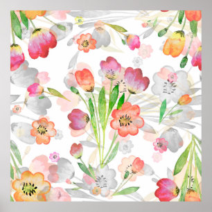seamless pattern abstracts floral composition tuli poster