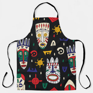 Seamless pattern african tribal masks apron