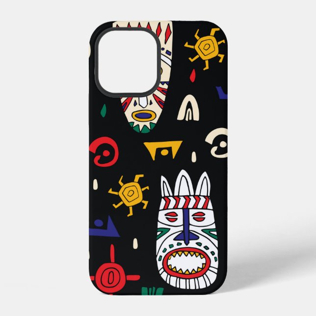 Seamless pattern african tribal masks iPhone case (Back)