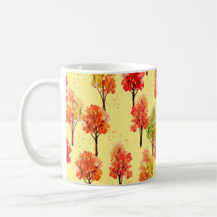 Seamless pattern, autumn trees. Watercolor illustr Coffee Mug