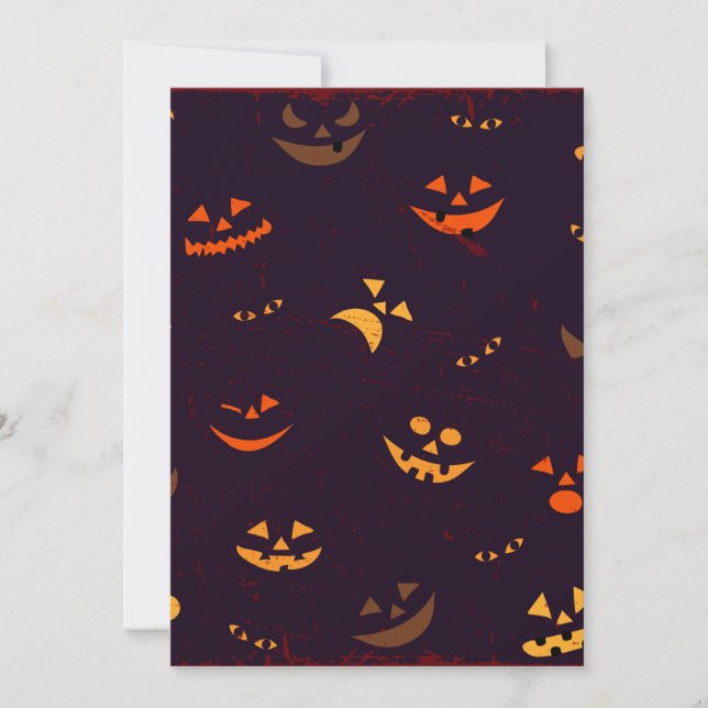 Seamless Pattern Background Of Pumpkin Devil Face  Holiday Card (Front)