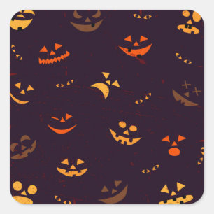 Seamless Pattern Background Of Pumpkin Devil Face Square Sticker