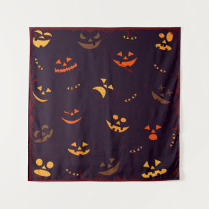 Seamless Pattern Background Of Pumpkin Devil Face Tapestry