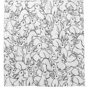 Seamless pattern, background with cute rabbits, ha shower curtain