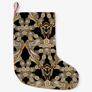 Seamless pattern, background with decorative eleme small christmas stocking