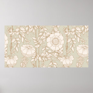 Seamless pattern, background with decorative flowe poster