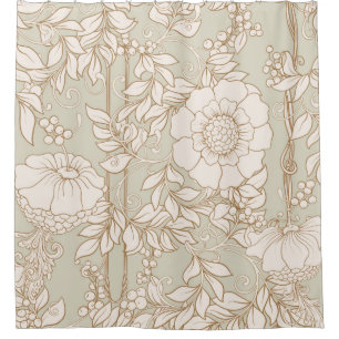 Seamless pattern, background with decorative flowe shower curtain
