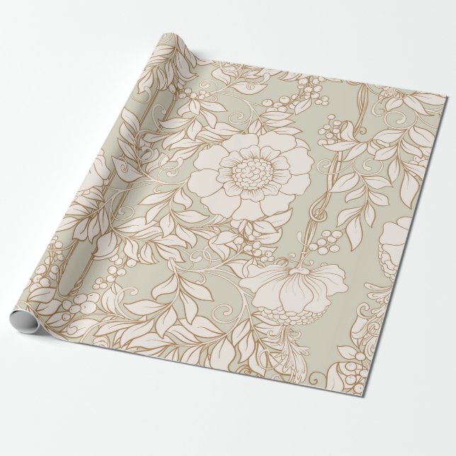 Seamless pattern, background with decorative flowe wrapping paper (Unrolled)