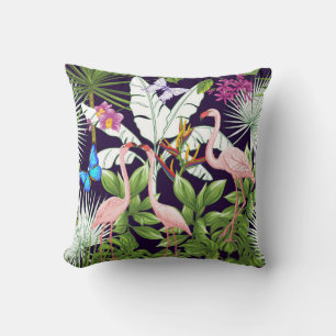 Seamless pattern, background with flamingo and tro cushion