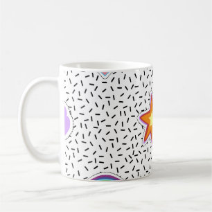 Seamless pattern background with patch cartoon sta coffee mug