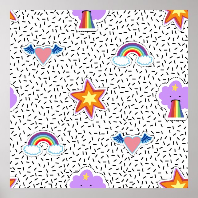 Seamless pattern background with patch cartoon sta poster (Front)