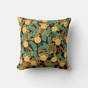 seamless pattern background with Pine leaves, star Cushion