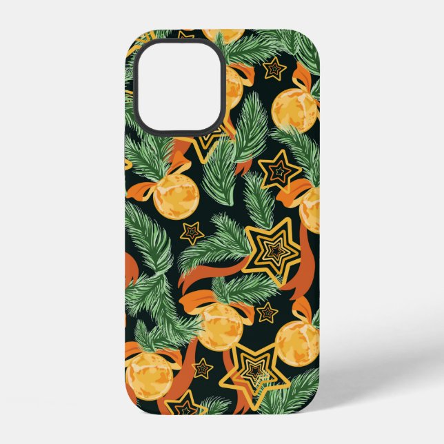 seamless pattern background with Pine leaves, star iPhone Case (Back)
