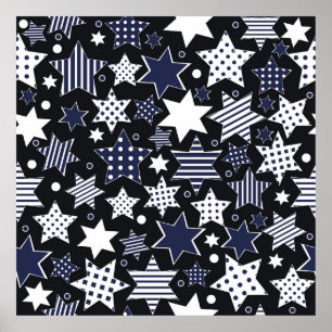 Seamless pattern background with stylised starspat poster