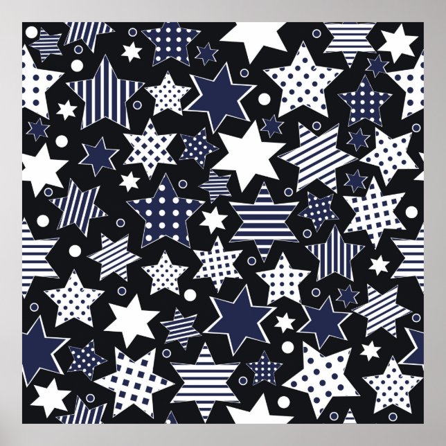 Seamless pattern background with stylised starspat poster (Front)