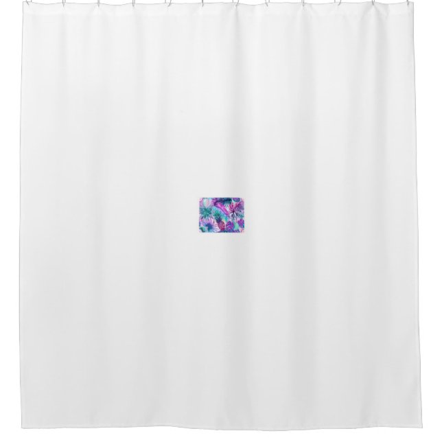 Seamless pattern, background with tropical plants, shower curtain (Front)