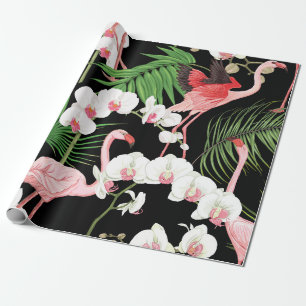 Seamless pattern, background with tropical plants, wrapping paper