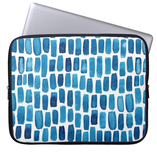 Seamless pattern background with watercolor blue s laptop sleeve (Front)