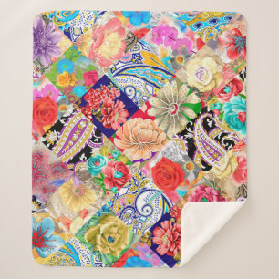 Seamless pattern based on ornament paisley Bandana Sherpa Blanket