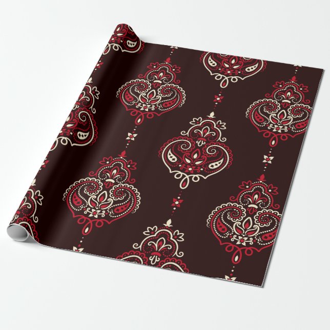 Seamless pattern based on ornament paisley Bandann Wrapping Paper (Unrolled)