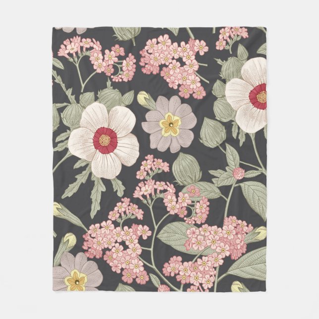 Seamless pattern. Beautiful fabric blooming realis Fleece Blanket (Front)