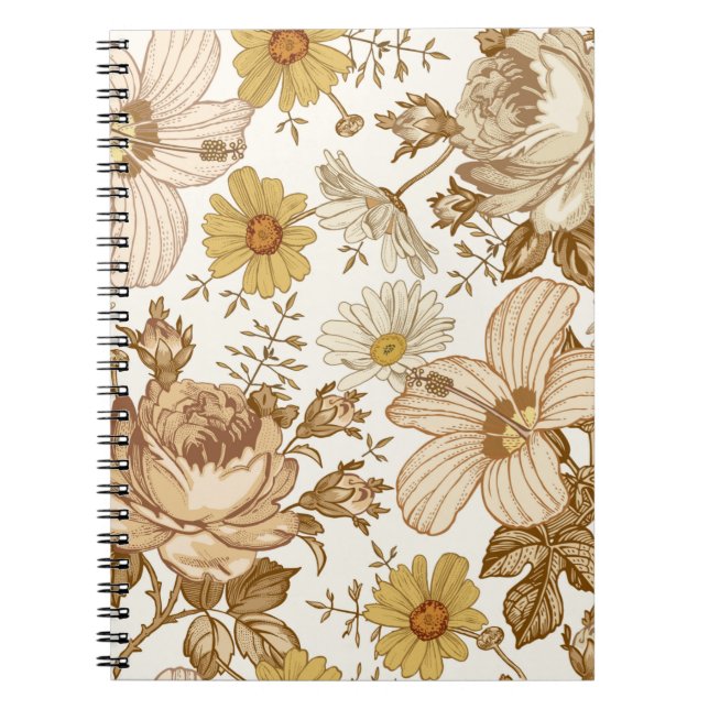 Seamless pattern. Beautiful pink blooming realisti Notebook (Front)