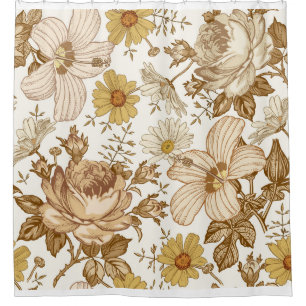 Seamless pattern. Beautiful pink blooming realisti Shower Curtain