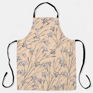 seamless pattern bell flowers pastel line out art, apron